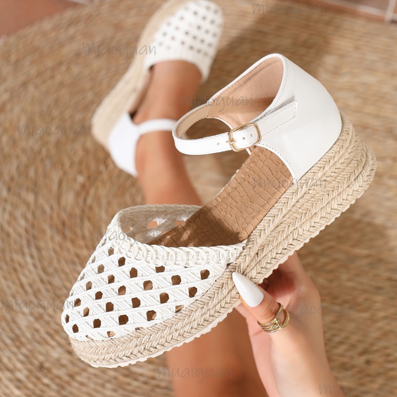 Wedge Espadrille Women - Sandali con zeppa intrecciati traforati da