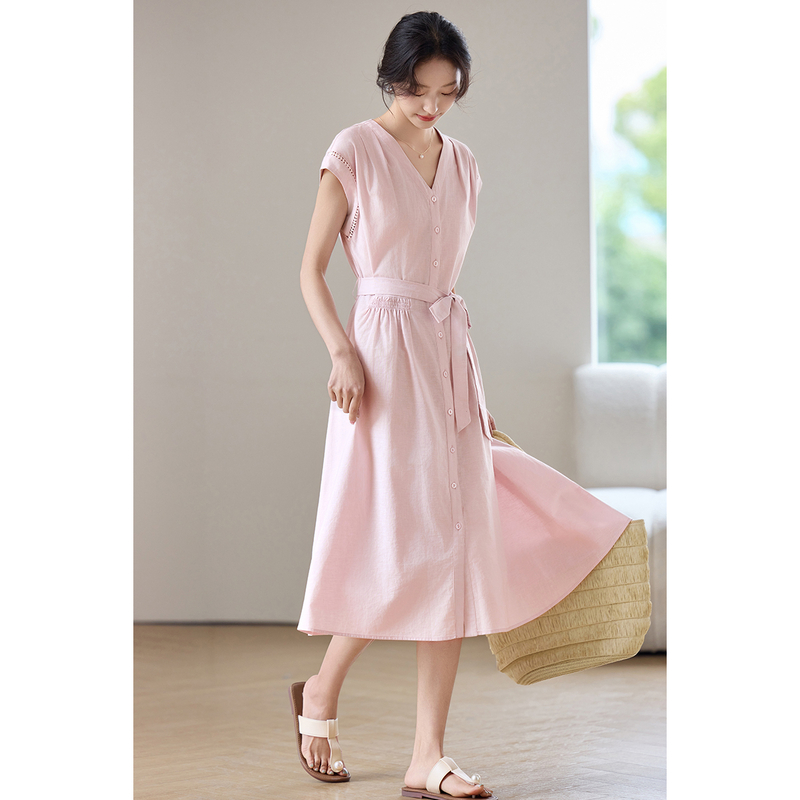 Abito Midi Rosa da Donna SENTU - Linen Dress Wrap recensione e prezzo
